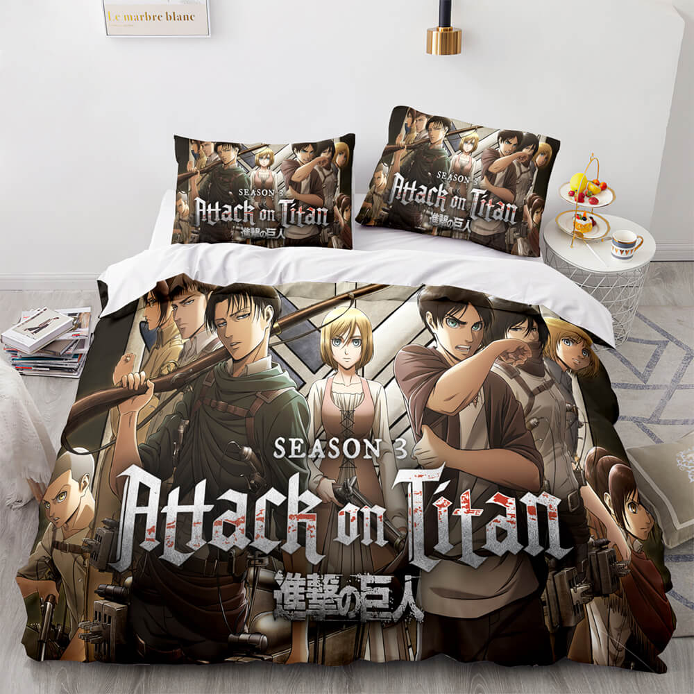 Attack on Titan Cosplay Bedding Set Duvet Cover Quilt Bed Sheets Sets