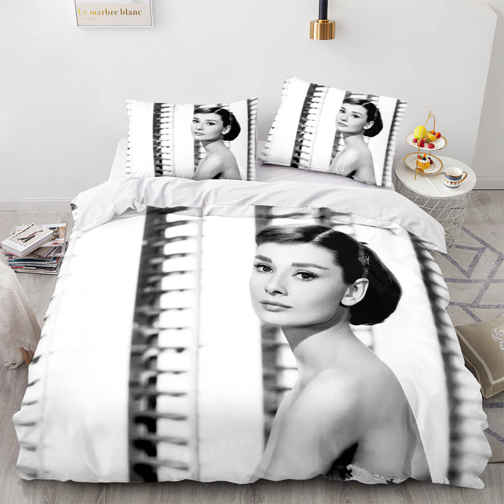Audrey Hepburn Cosplay Bedding Set Duvet Covers Quilt Bed Sheets Sets