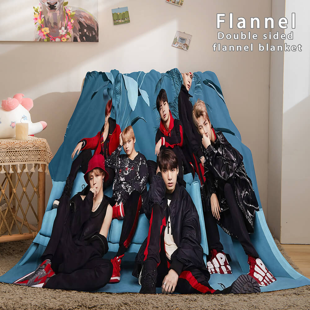 BTS Butter Bangtan Boys Dunelm Bedding Blanket Flannel Fleece Blankets
