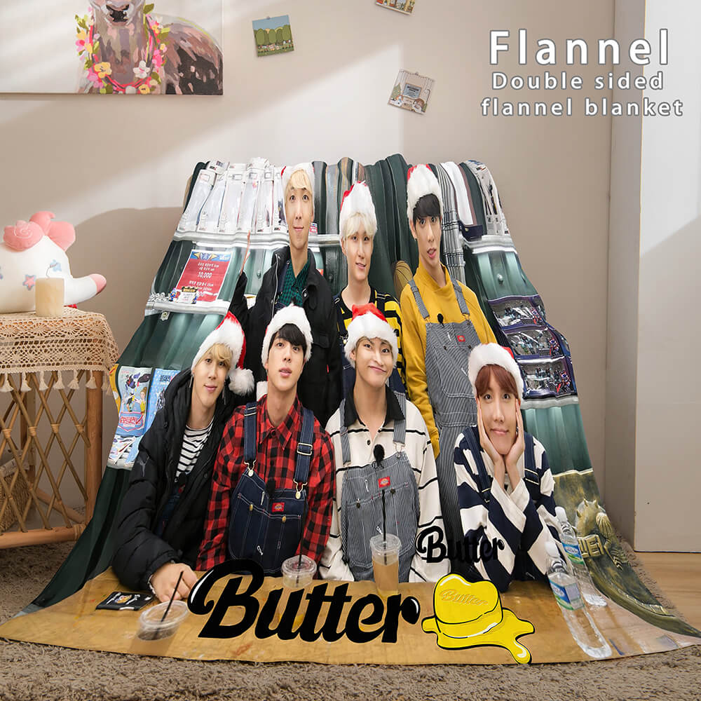 BTS Butter Bangtan Boys Flannel Fleece Blanket Dunelm Bedding Blanket