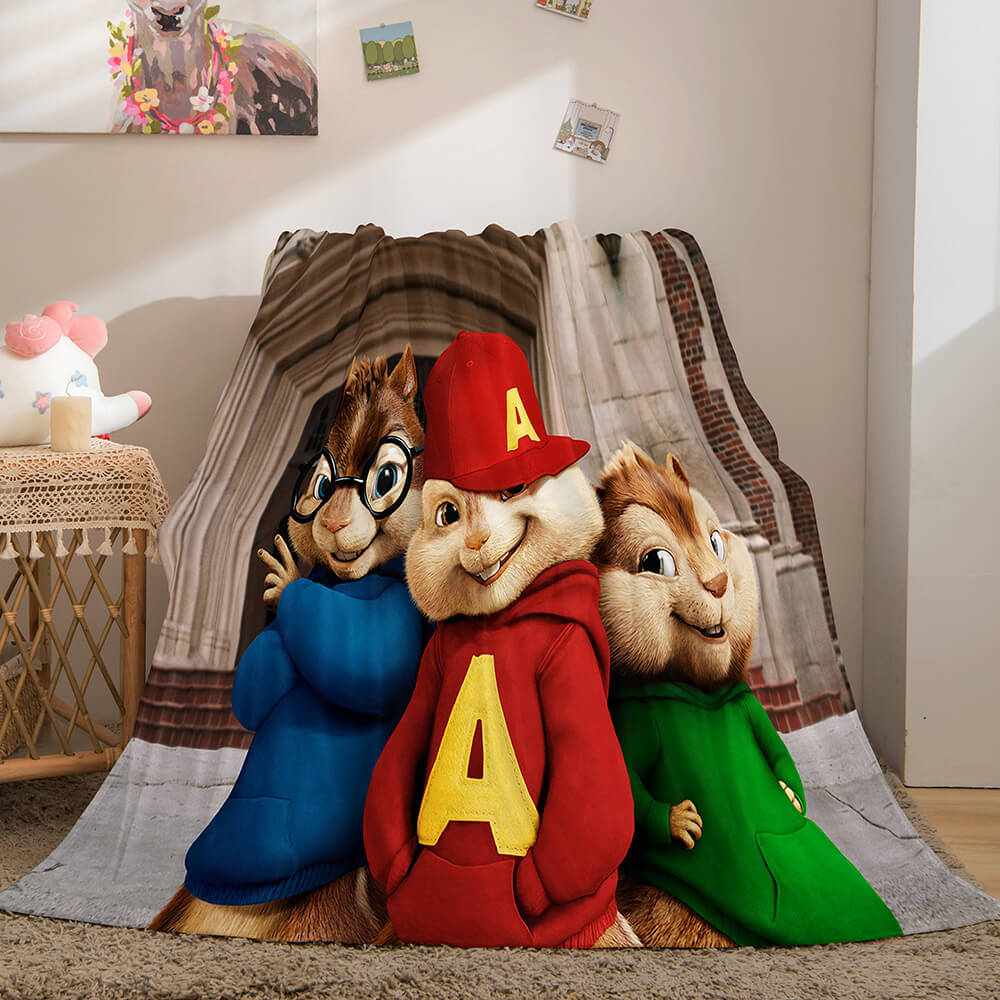 Cartoon Alvin and the Chipmunks Cosplay Flannel Fleece Throw Blanket