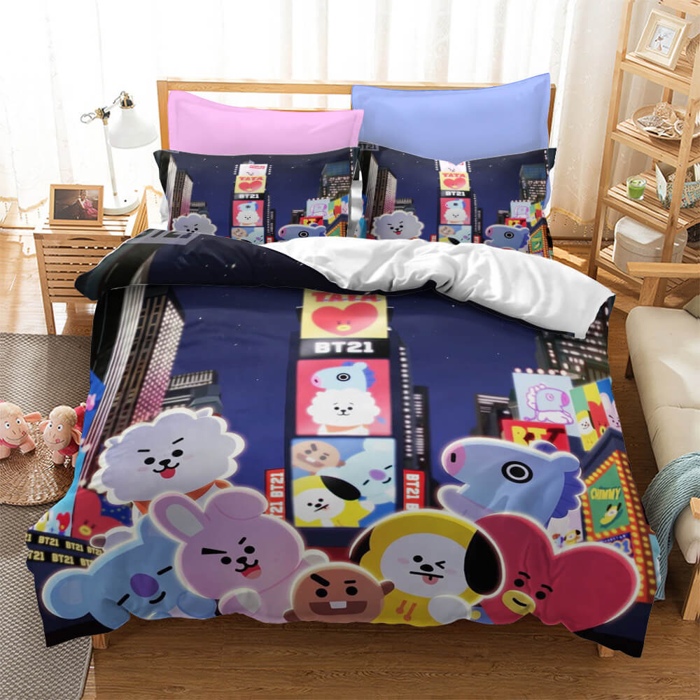 Cartoon BT21 Cosplay Kids Bedding Set UK Quilt Duvet Cover Bed Sets