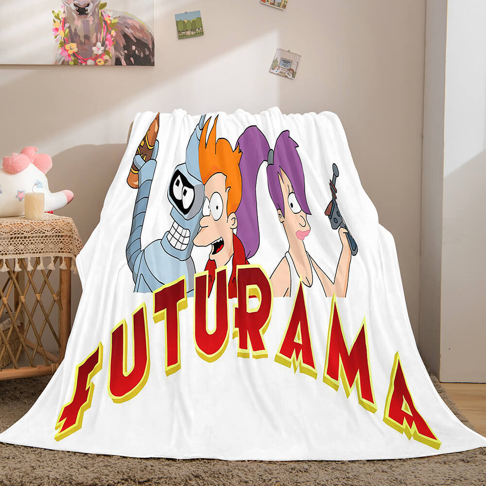 Cartoon Futurama Cosplay Flannel Fleece Blanket Throw Bedding Blanket