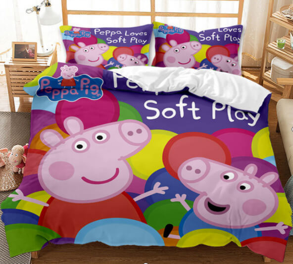 Cartoon Peppa Pig Cosplay Kids Bedding Set Quilt Duvet Covers Bed Sets