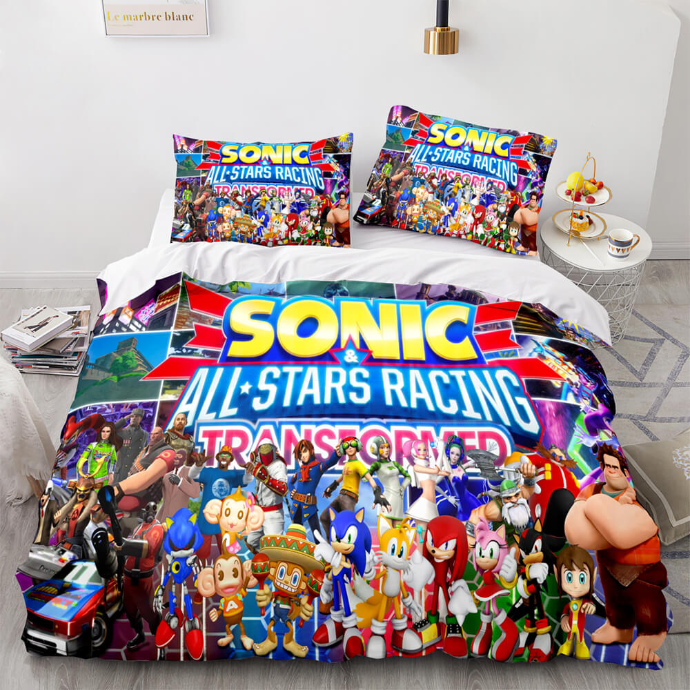 Cartoon Sonic Cosplay Kids Bedding Set Quilt Duvet Covers Bed Sets