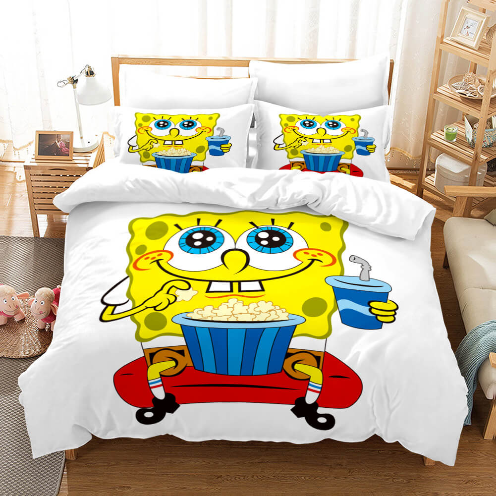 Cartoon SpongeBob SquarePants Bedding Set Duvet Cover Bed Sheets Sets