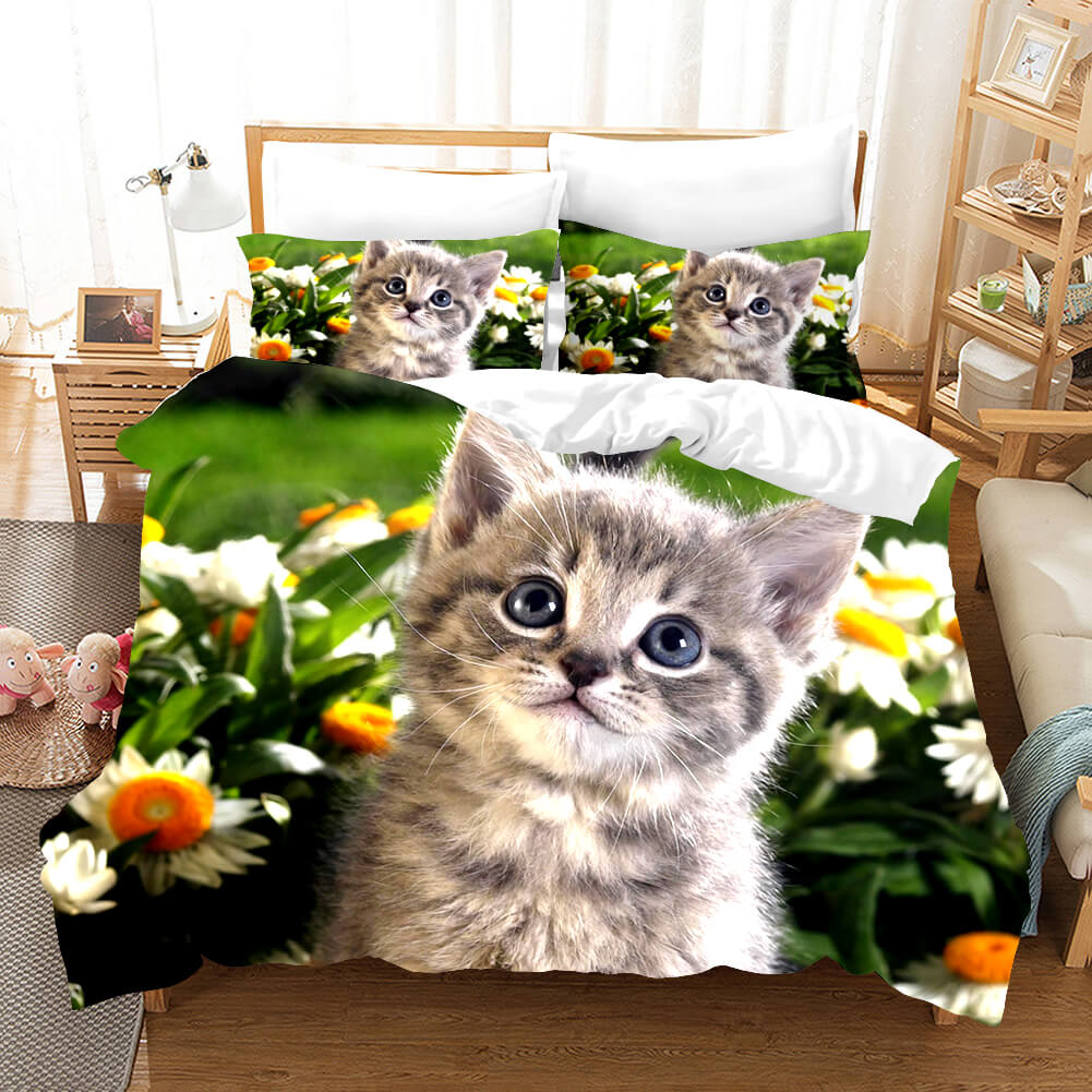 Cute Animal Pet Cats Bedding Set Quilt Duvet Cover Bed Sheets Sets