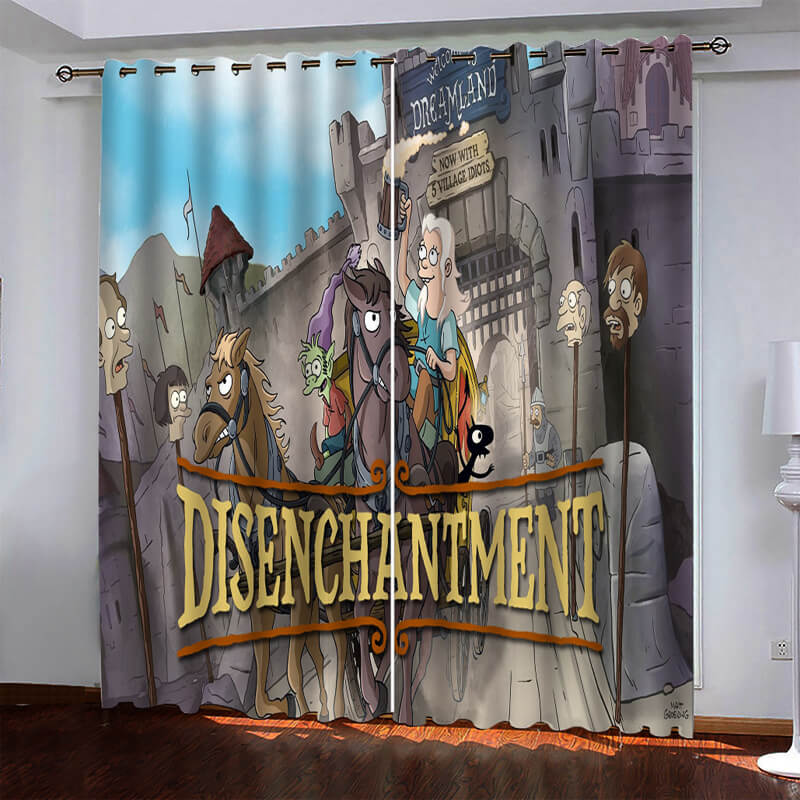 Disenchantment Curtains Pattern Blackout Window Drapes