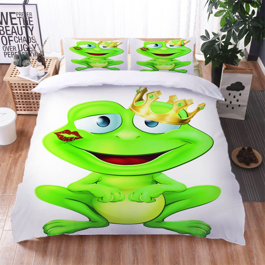 Prince Frog Pattern Bedding Set Quilt Duvet Cover Bed Sheet Sets