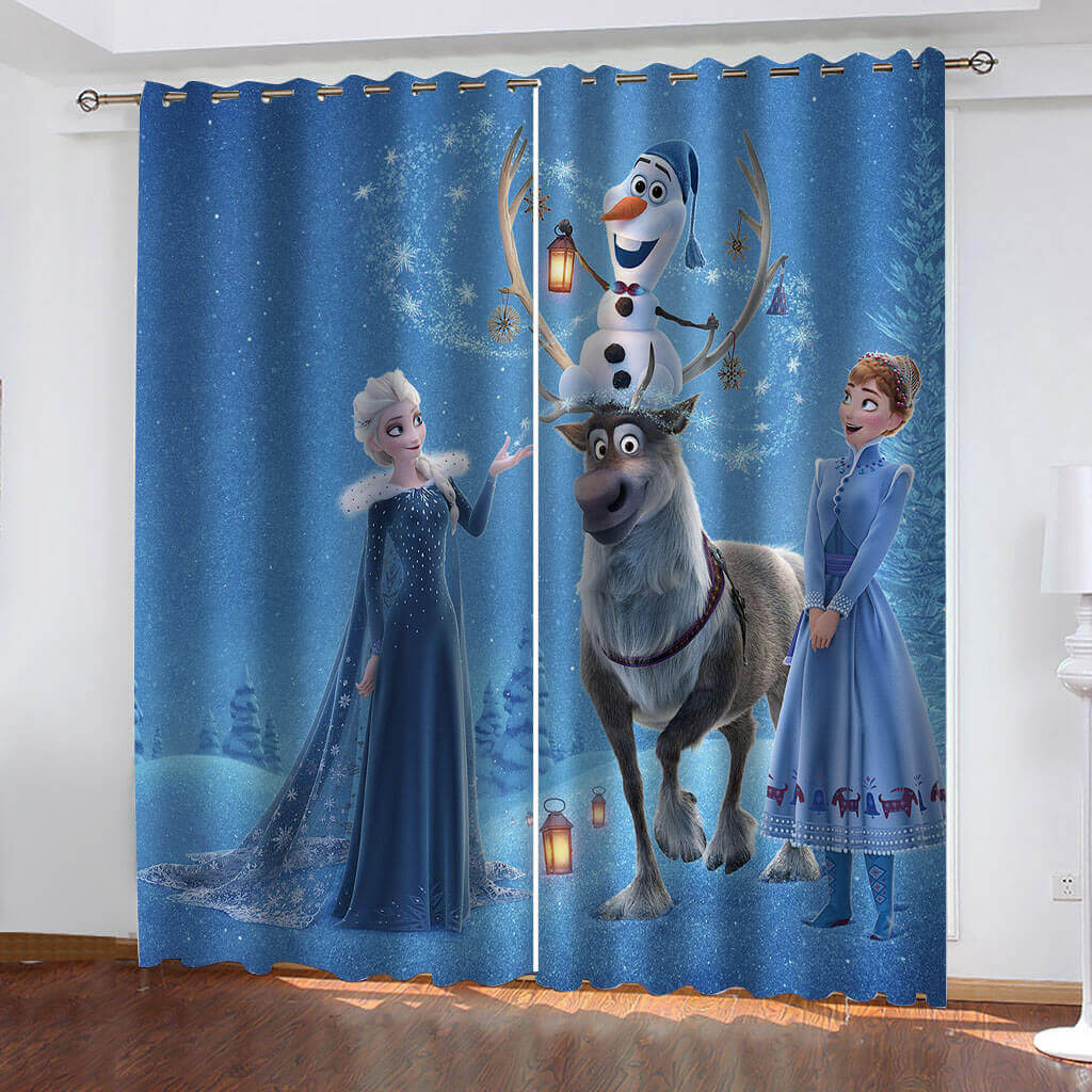Frozen Curtains Cosplay Blackout Window Drapes Girls Room Decoration