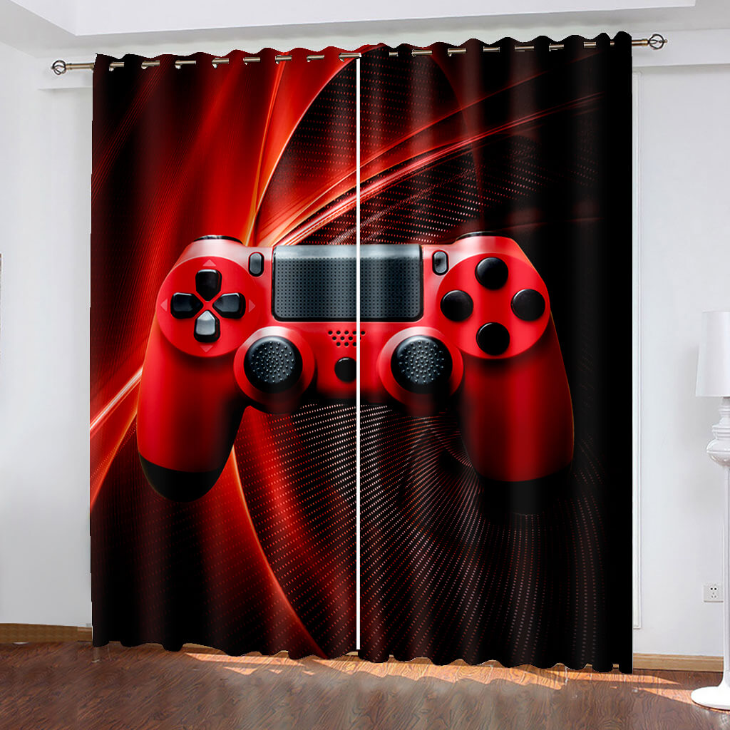 Gamepad Curtains Game Joystick Blackout Window Treatments Drapes Decor