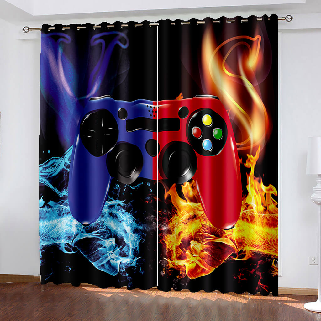 Gamepad Curtains Game Joystick Blackout Window Treatments Drapes