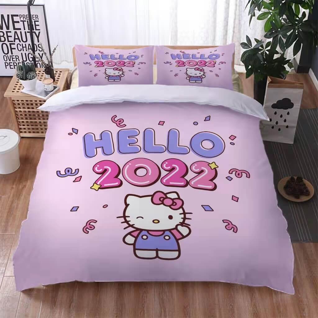 Hello Kitty 2022 Bedding Set Cosplay Quilt Duvet Cover Bed Sheet Sets