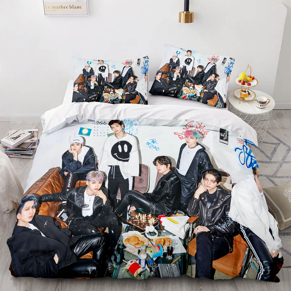 JYP Stray Kids Cosplay Bedding Set Quilt Duvet Covers Bed Sheets Sets