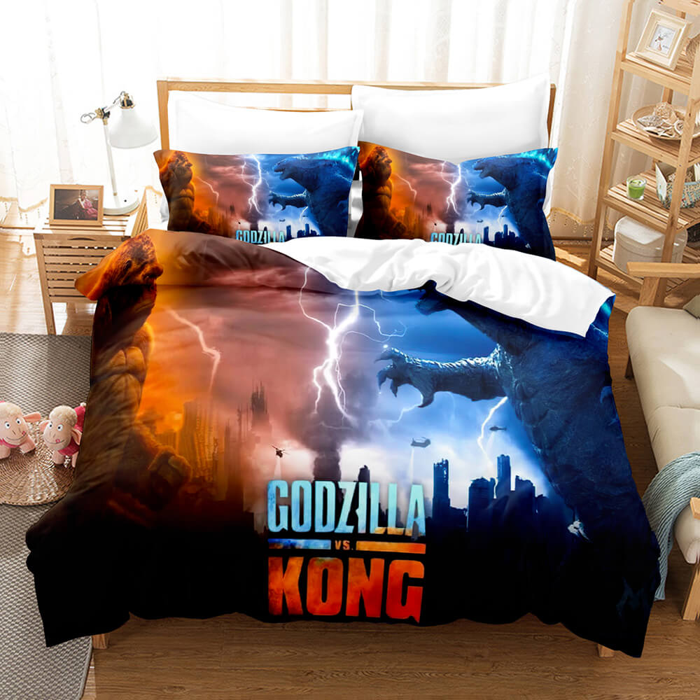 King Kong vs Godzilla Cosplay Bedding Set Duvet Covers Bed Sheets Sets