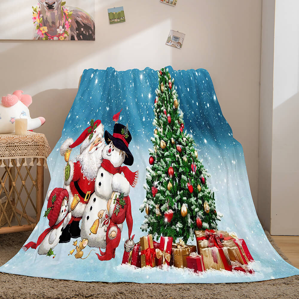 Merry Christmas Flannel Fleece Blanket Wrap Nap Quilt Dunelm Bedding