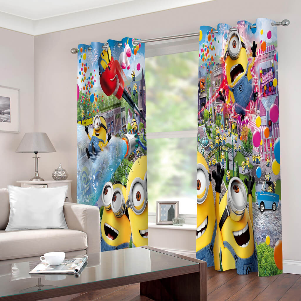 Minions Curtains Cosplay Blackout Window Drapes for Room Decoration