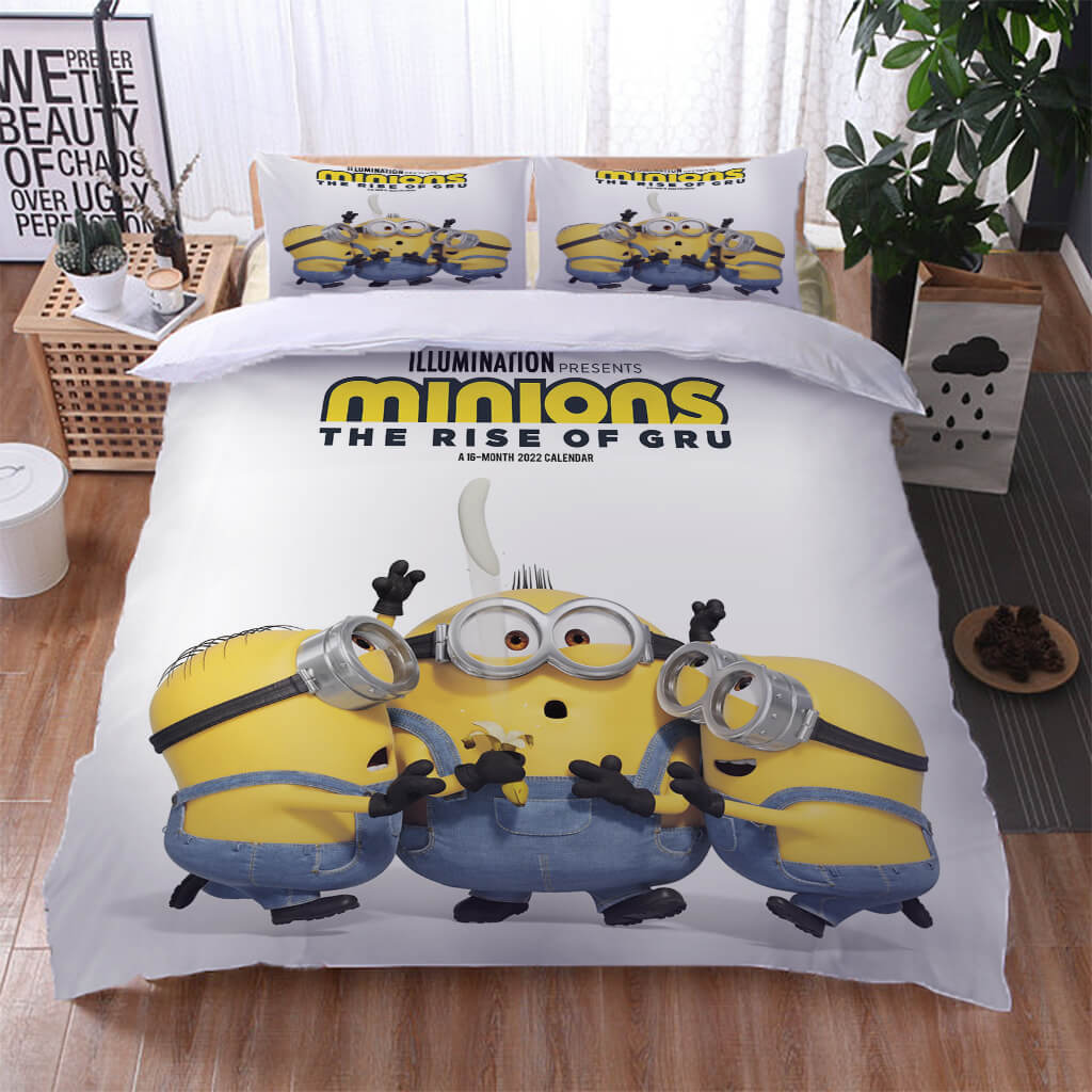 Minions The Rise of Gru Bedding Set Quilt Duvet Cover Bed Sheet Sets