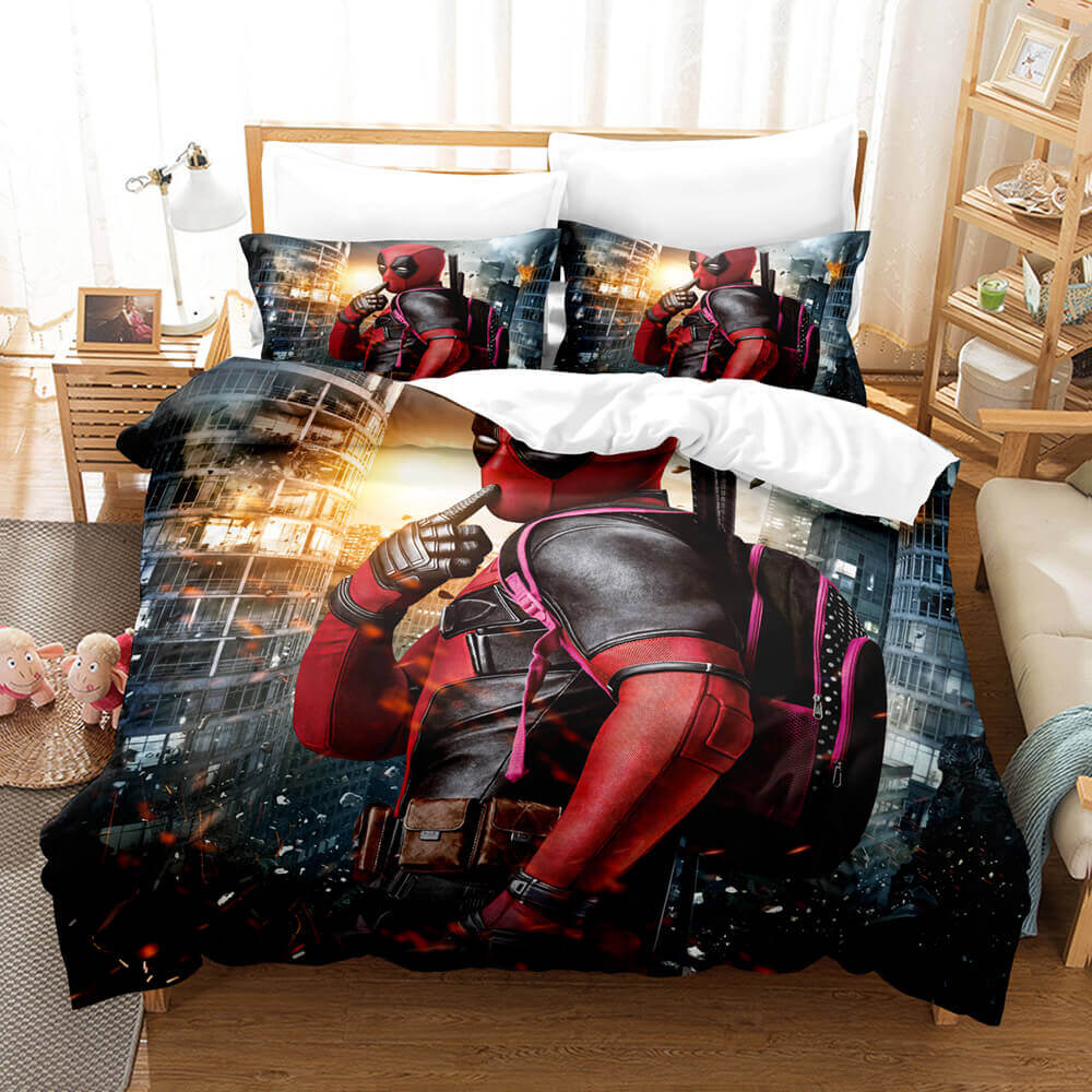 Movie Deadpool 2 Cosplay Bedding Set Quilt Duvet Cover Bed Sheets Sets