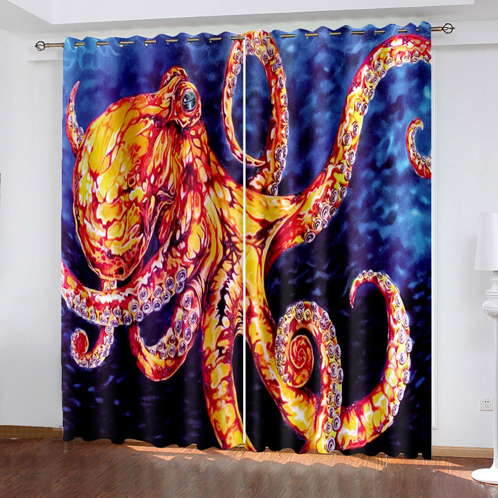 Octopus Curtains Blackout Window Treatments Drapes for Room Decoration