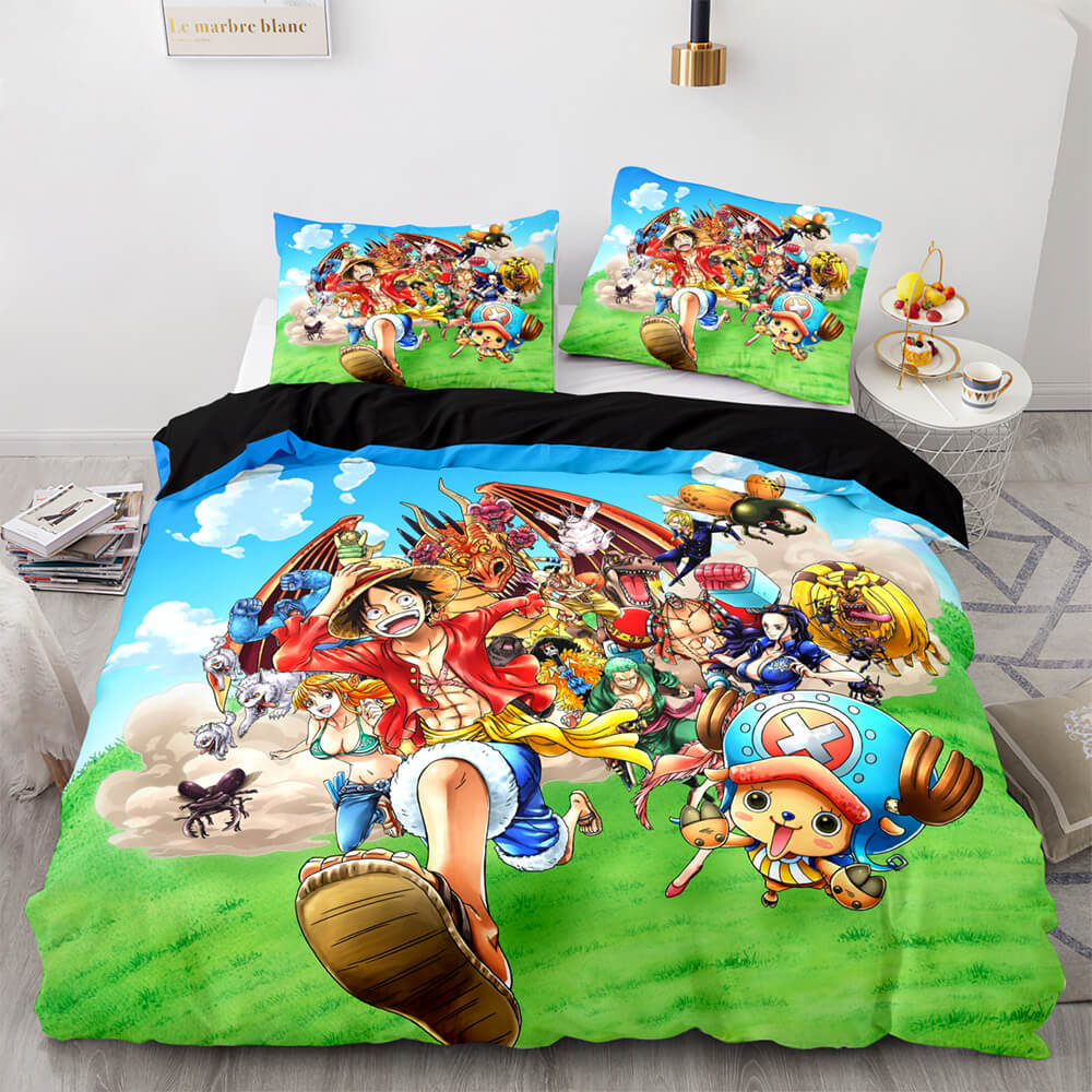 One Piece Cosplay Bedding Set Soft Quilt Duvet Cover Bed Sheets Sets