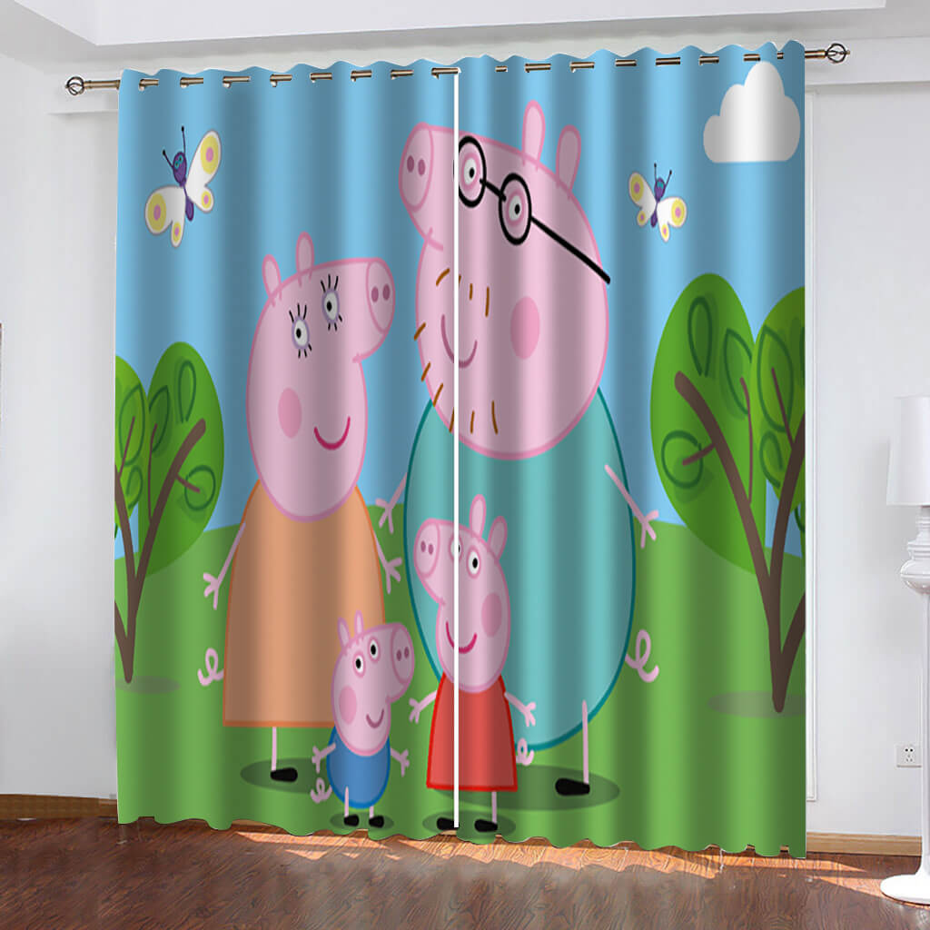 Peppa Pig Curtains Blackout Window Treatments Drapes for Room Decoration