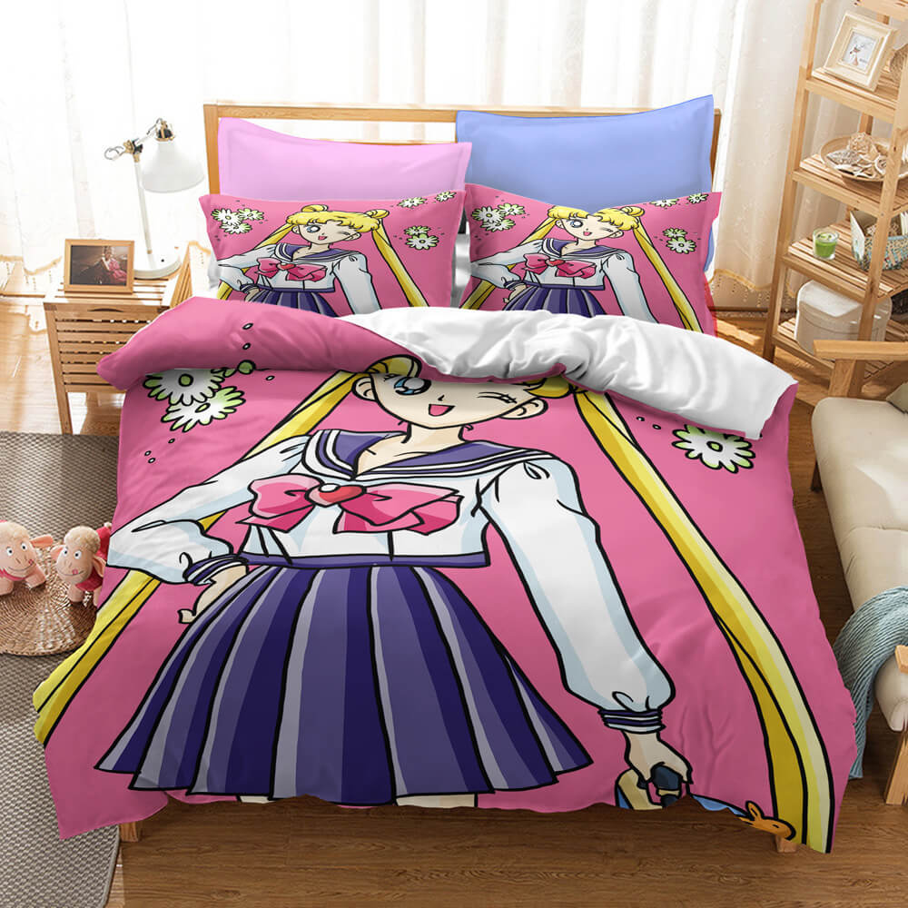 Sailor Moon Cosplay Grils Bedding Set UK Quilt Duvet Cover Bed Sets