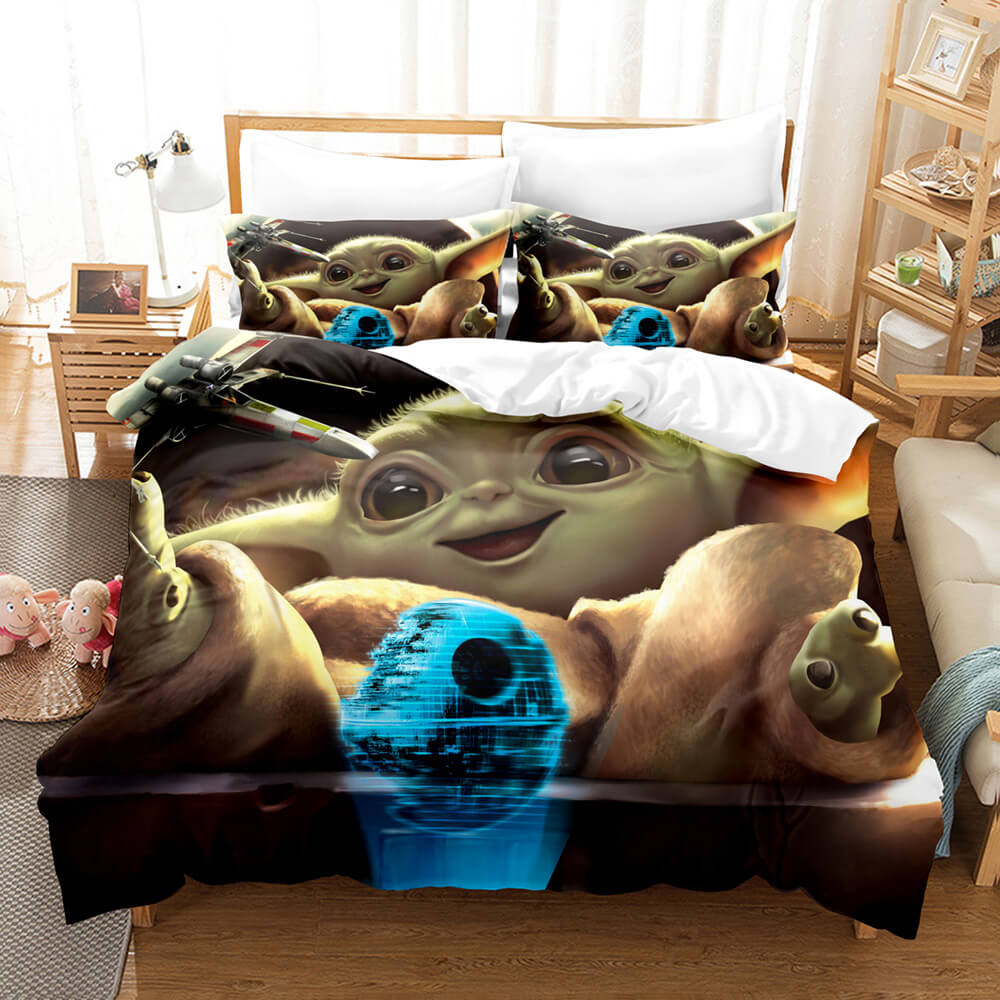 Star Wars Baby Yoda Cosplay Kids Bedding Set Duvet Cover Bed Sets