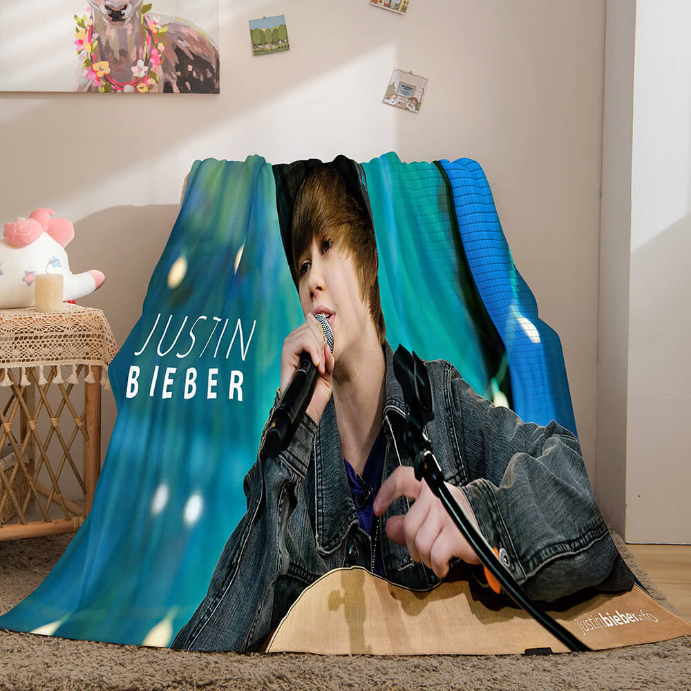 Super Star Justin Bieber Flannel Fleece Throw Blanket Cosplay Quilt