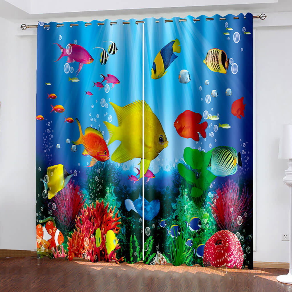 Undersea world Curtains Blackout Window Treatments Drapes for Room Decor