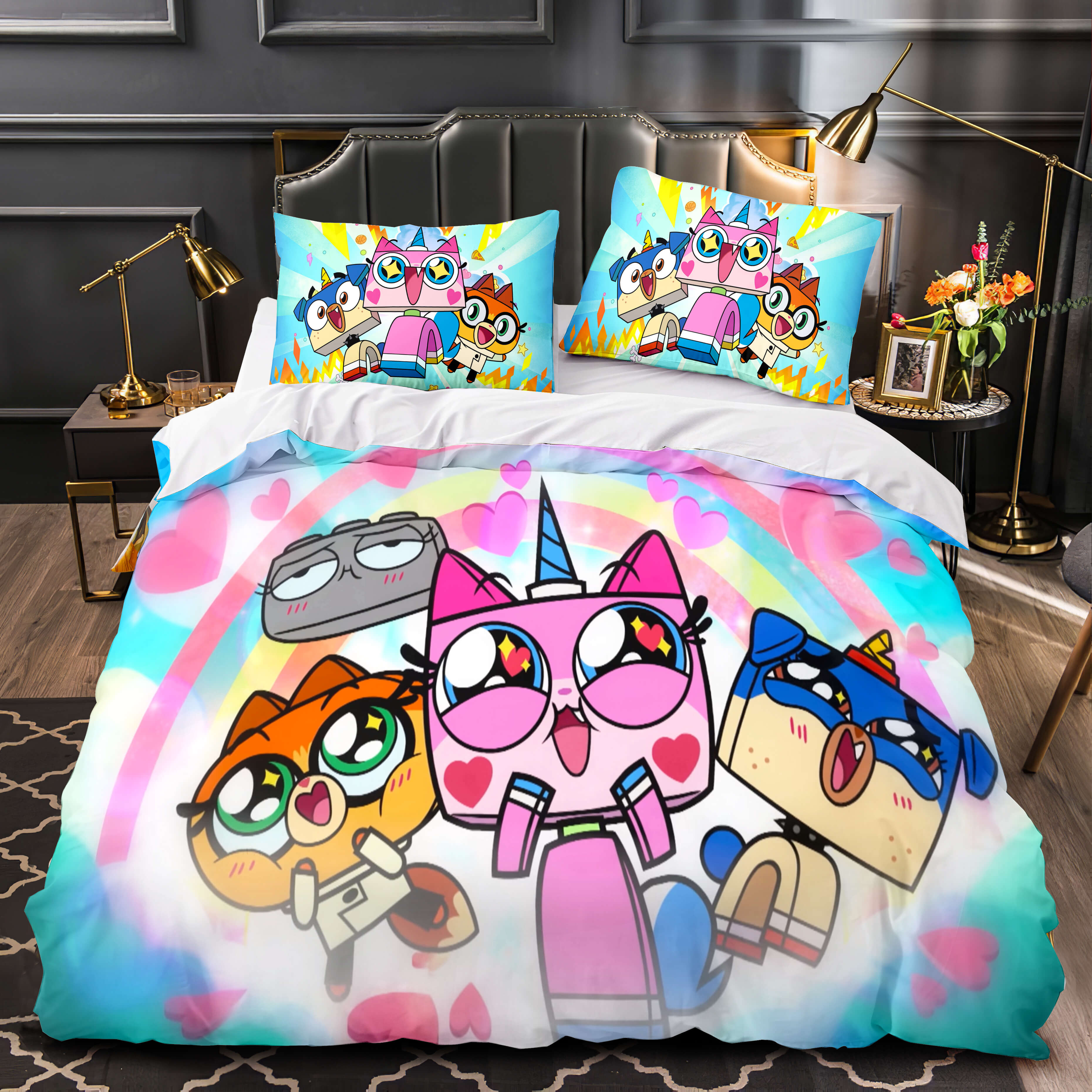 Unikitty Bedding Set Quilt Duvet Cover Bedding Sets for Kids Gift