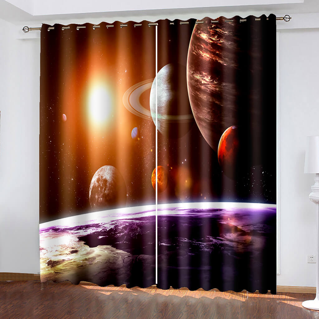 Universe Space Curtains Blackout Window Treatments Drapes for Room Decor