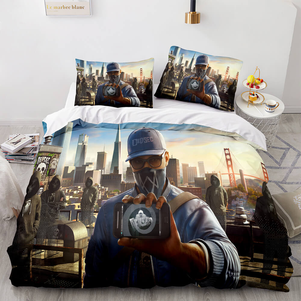 Watch Dogs Cosplay UK Bedding Set Quilt Duvet Covers Bed Sheets Sets