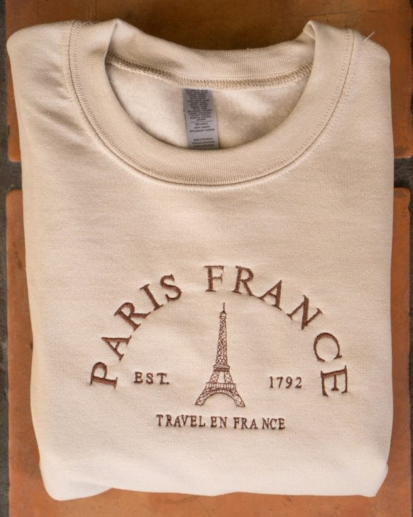 Paris France Embroidered Crewneck