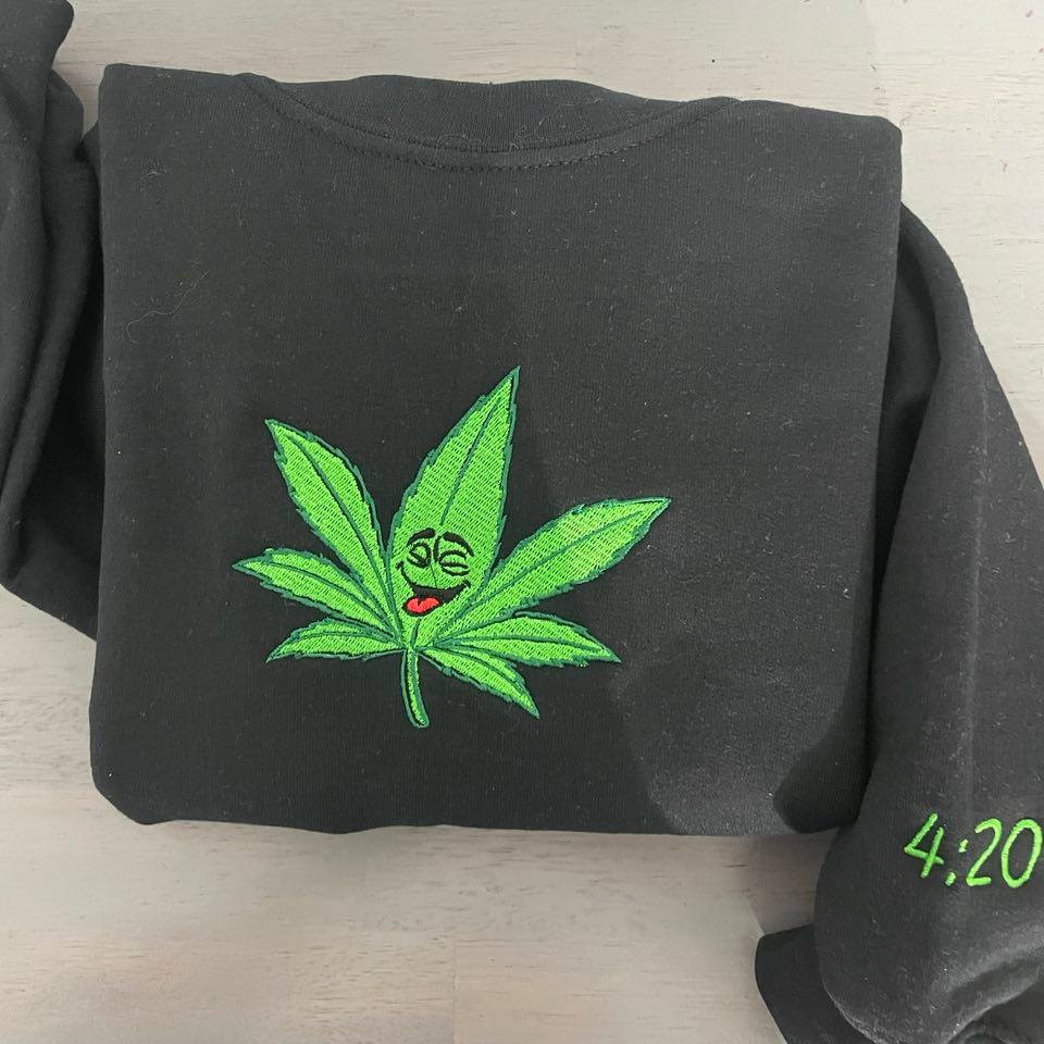 Happy Weed Embroidered Sweatshirt