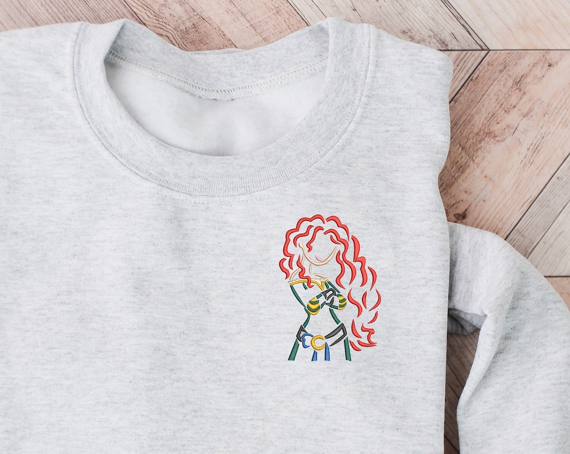 Merida Embroidered Crewneck Disney Embroidered Sweatshirt Brave Crewneck Disney Princess Sweatshirt Womens Disney Crewneck