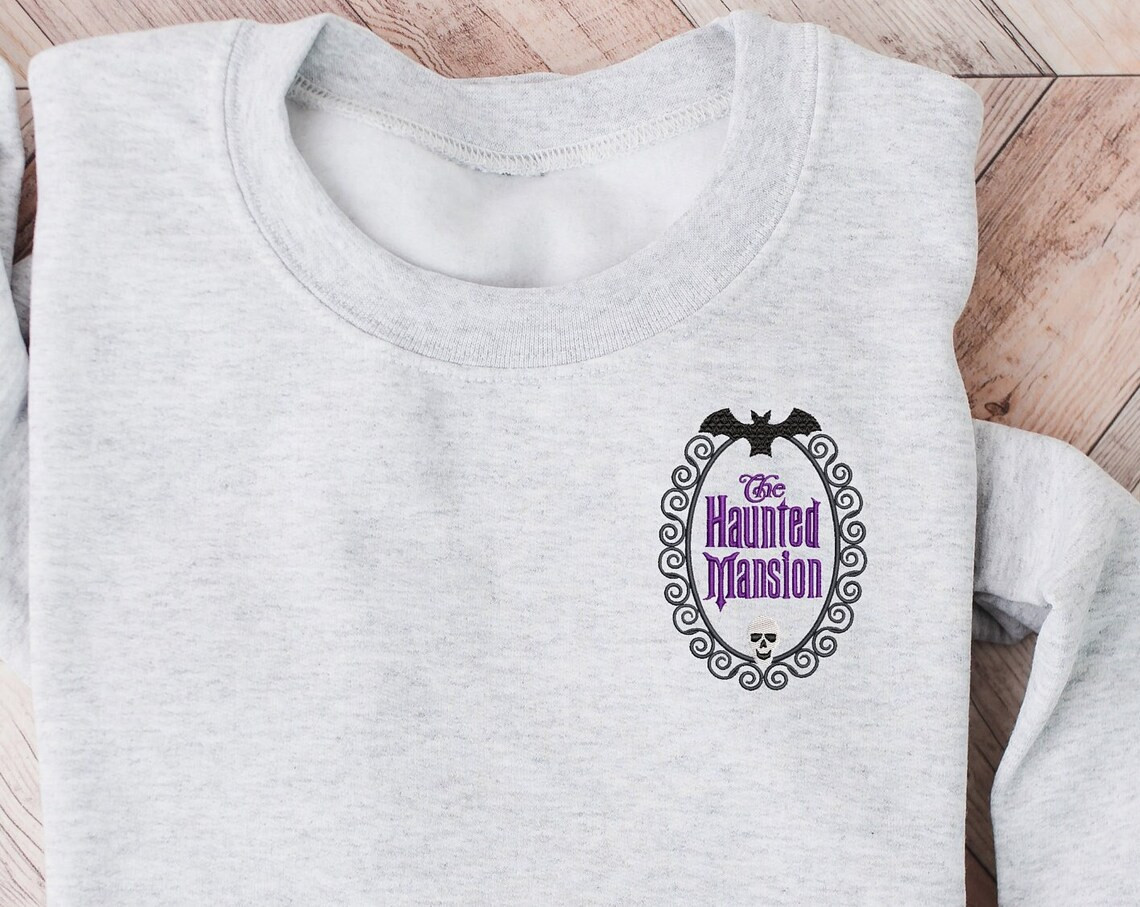 Haunted Mansion Embroidered Crewneck Disney Embroidered Sweatshirt Haunted Mansion Crewneck Disney Sweatshirt Womens Disney Crewneck