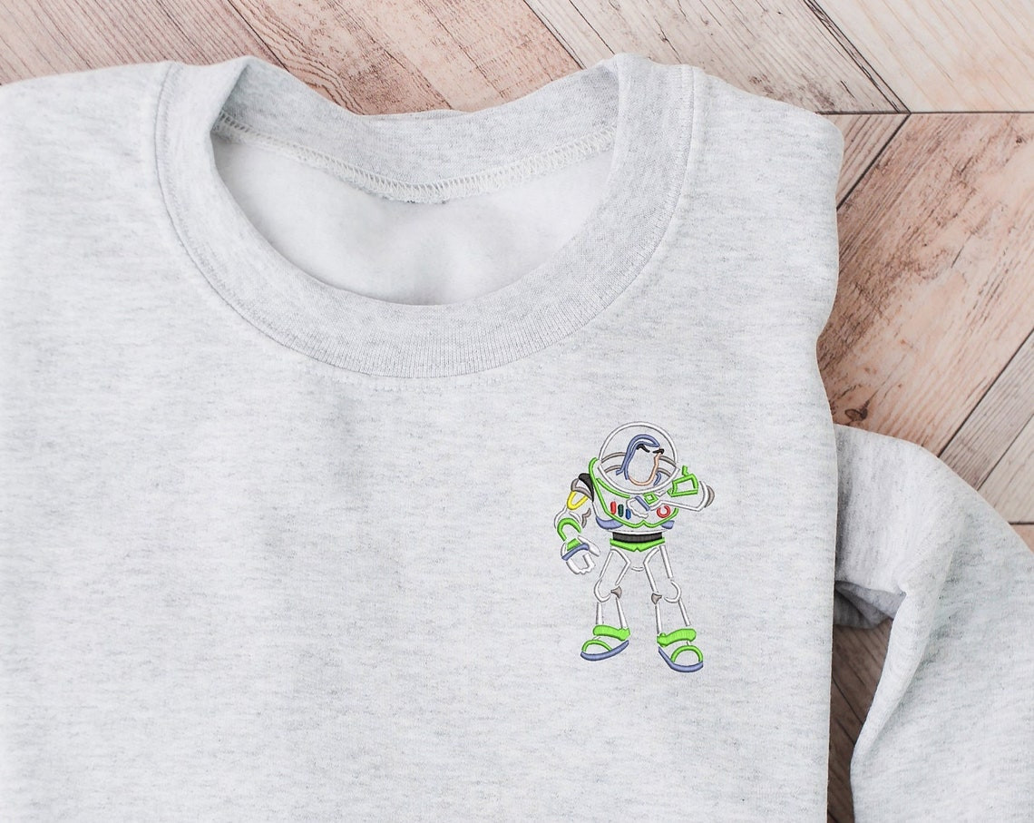 Toy Story Buzz Embroidered Crewneck Disney Embroidered Sweatshirt Toy Story Sweatshirt Disney Crewneck Womens Disney Crewneck