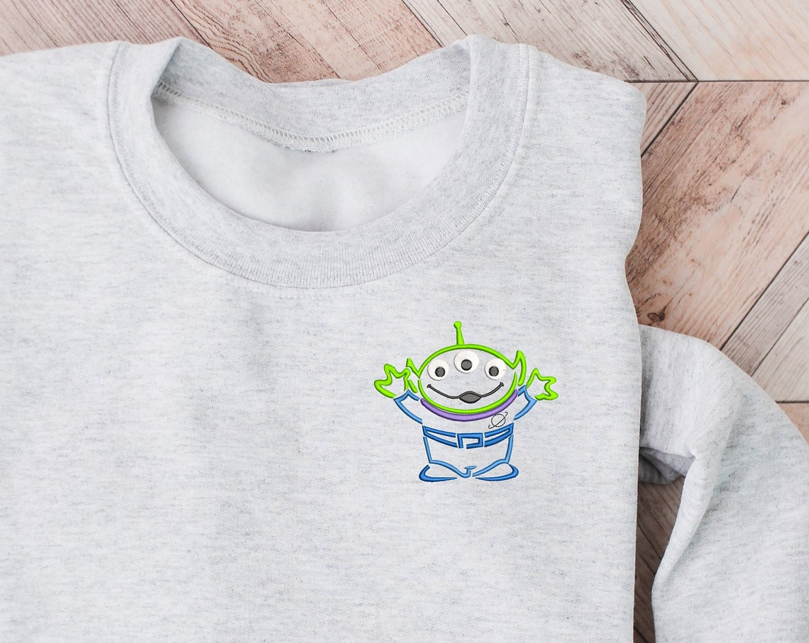 Toy Story Alien Embroidered Crewneck Disney Embroidered Sweatshirt Toy Story Sweatshirt Disney Princess Crewneck Womens Disney Crewneck