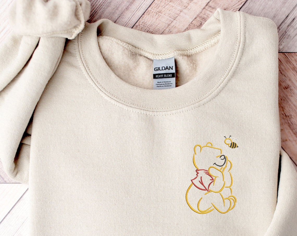 Winnie The Pooh Bee Embroidered Crewneck Winnie The Pooh Sweatshirt Disney Sweatshirt Pooh Shirt Womens Disney Crewneck