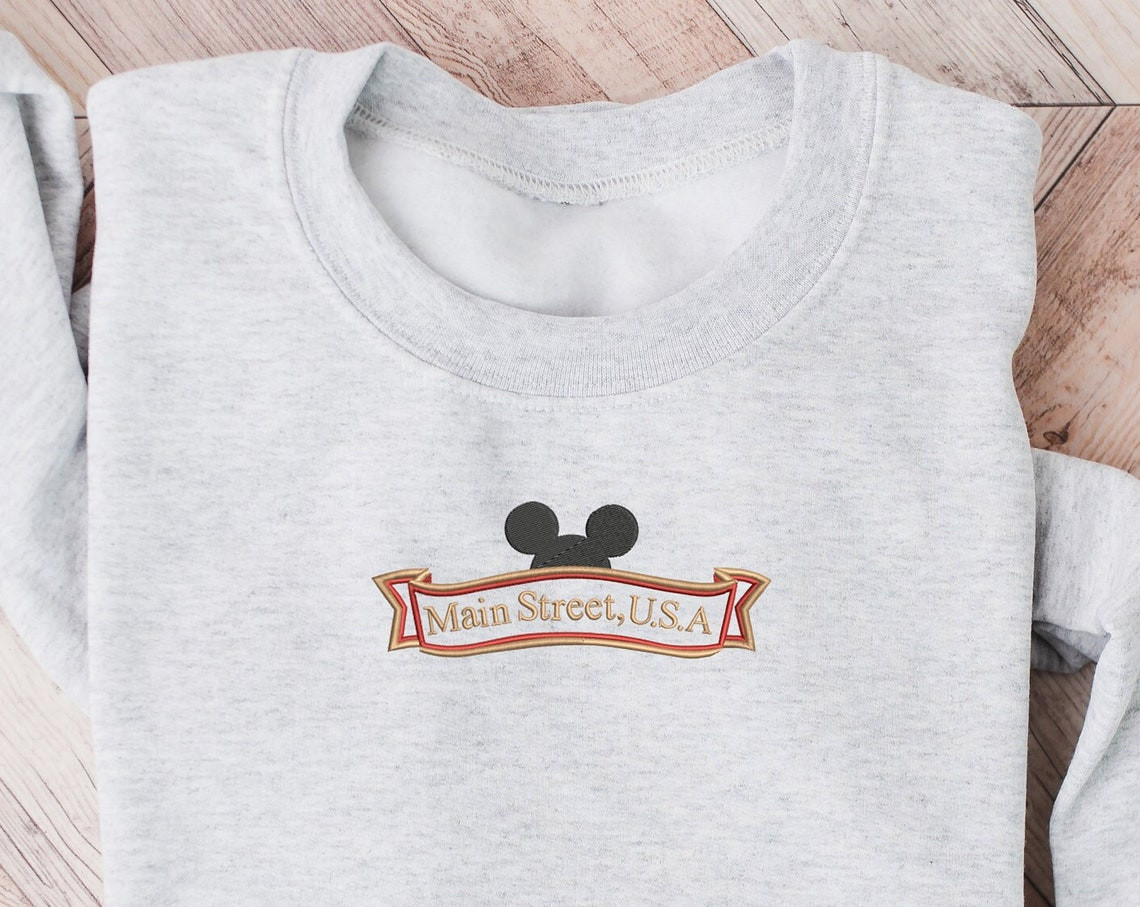 Main Street Embroidered Crewneck Disney Embroidered Sweatshirt Disney Main Street Sweatshirt Womens Disney Crewneck