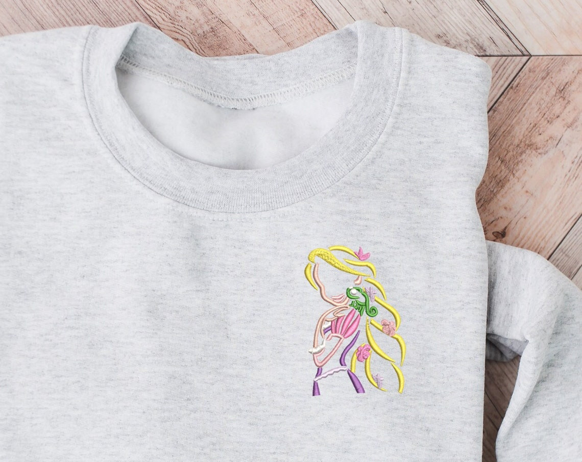 Rapunzel Embroidered Crewneck Tangled Embroidered Sweatshirt Rapunzel Crewneck Disney Princess Sweatshirt Disney Crewneck