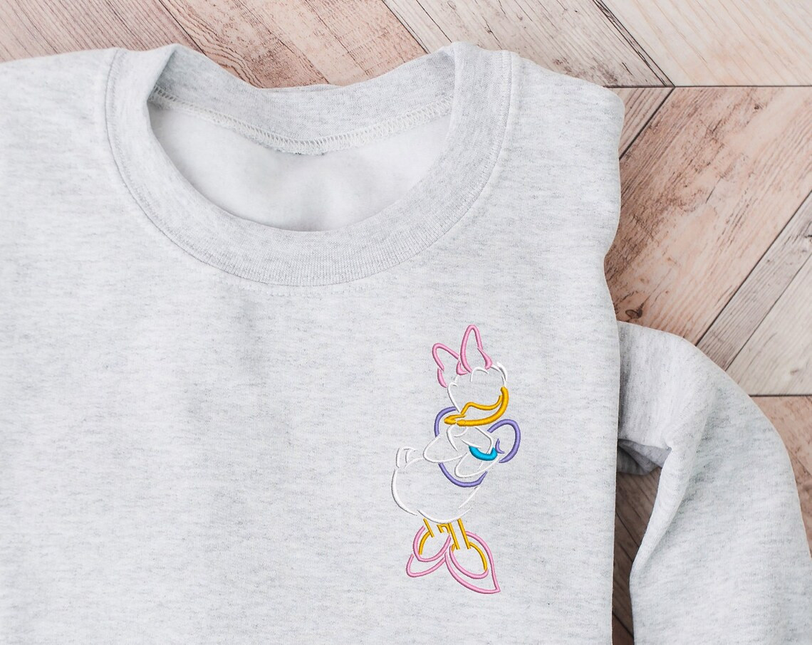 Daisy Embroidered Crewneck Disney Embroidered Sweatshirt Daisy Duck Crewneck Disney Princess Sweatshirt Womens Disney Crewneck