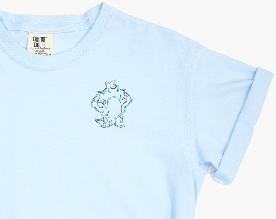 Sully Embroidered Tshirt Sully Embroidered Shirt Monster Inc T Shirt Sully Shirt Pixar Shirt Disney Tshirt Womens Disney Shirt