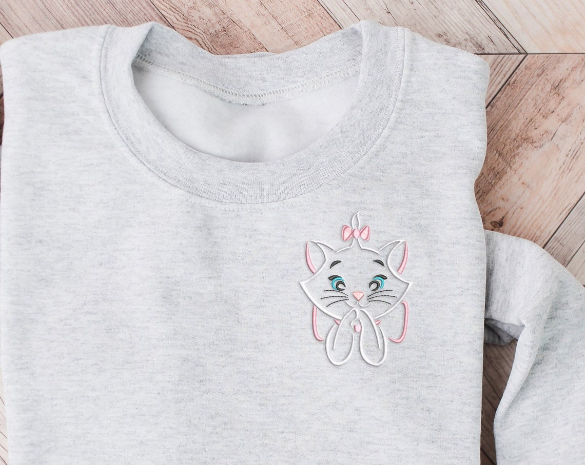 Marie Embroidered Crewneck Disney Embroidered Sweatshirt Aristocats Crewneck Disney Cat Mom Sweatshirt Womens Disney Crewneck