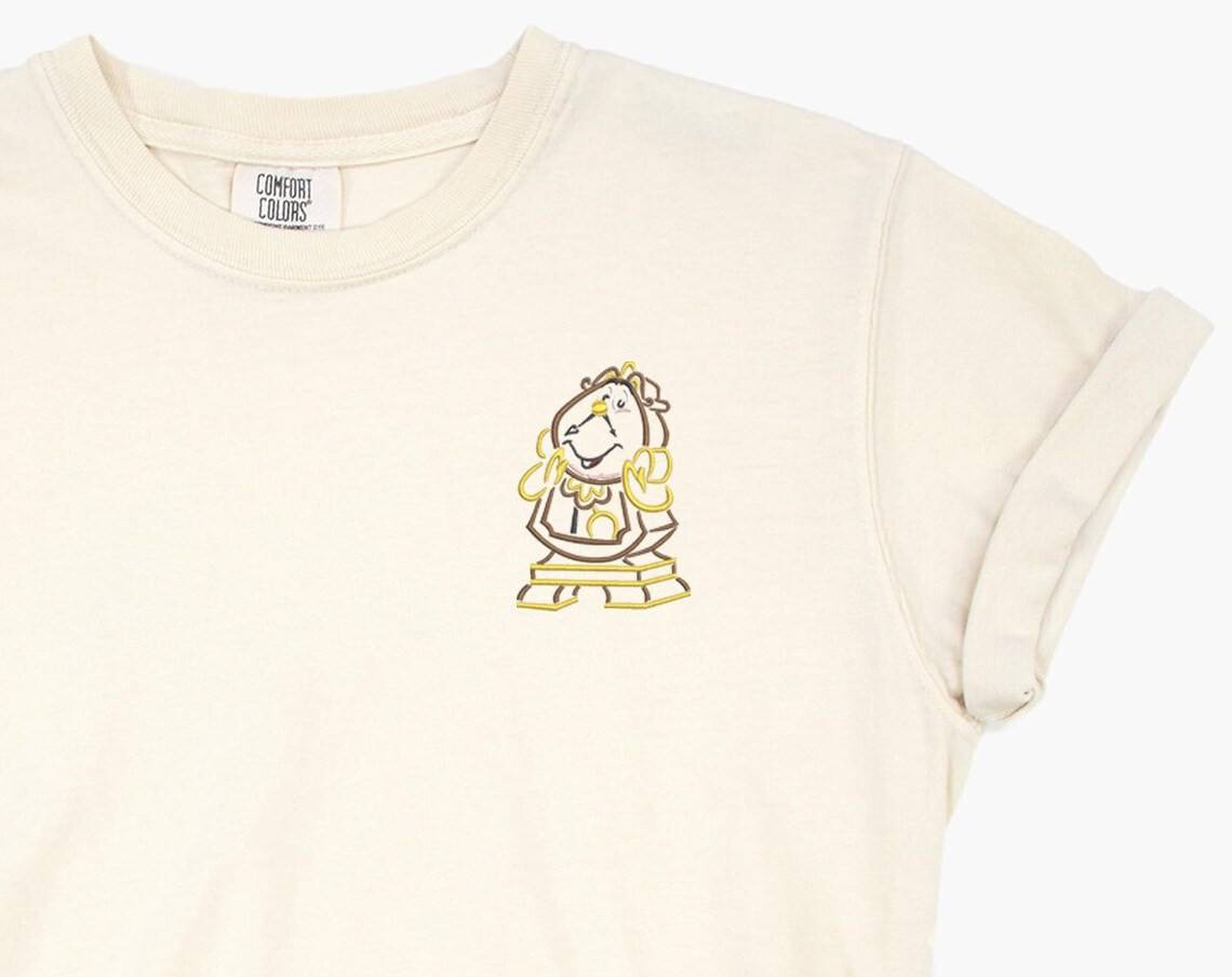 Beauty And The Beast Embroidered Tshirt Cogsworth Shirt Belle T Shirt Disney Princess Shirt Disney Tshirt Womens Disney Shirt