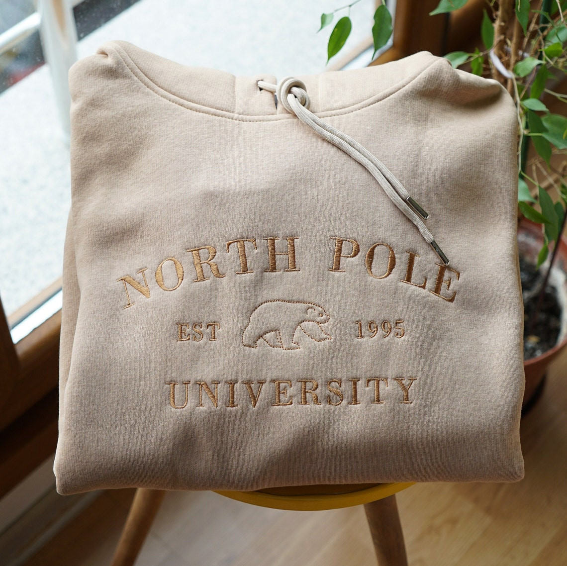 North Pole University Embroidered Vintage Sweatshirt Hoodie Collage Embroidered Sweatshirt Embroidered University Sweatshirt For Unisex