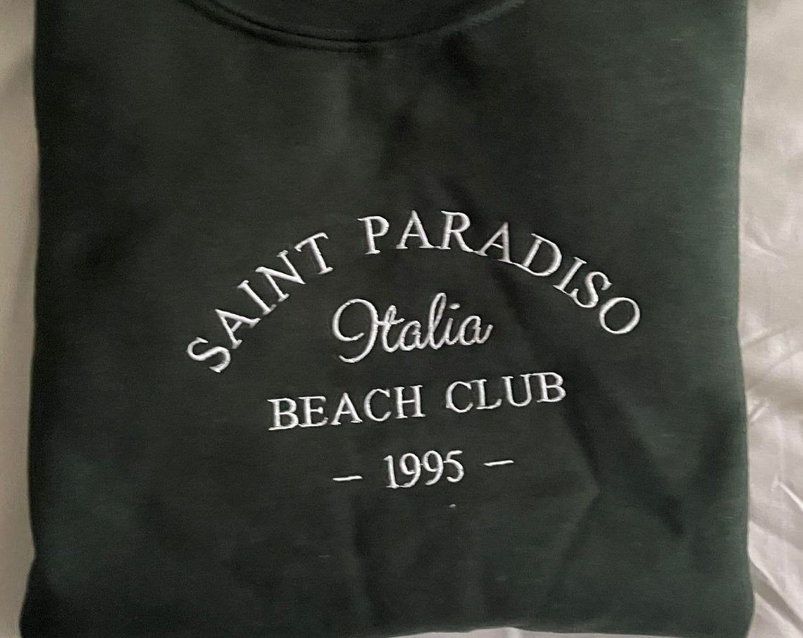 Saint Paradiso Beach Club Italy Embroidered Sweatshirt Choose Your Color Crewneck