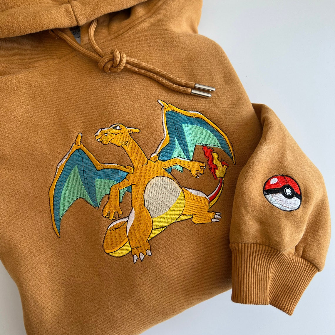 Pokemon Charizard Embroidered Hoodie Pokemon Embroidered Sweatshirt Pokemon Embroidery Pokemon Hoodies Pokemon Dragonite Sweatshirt