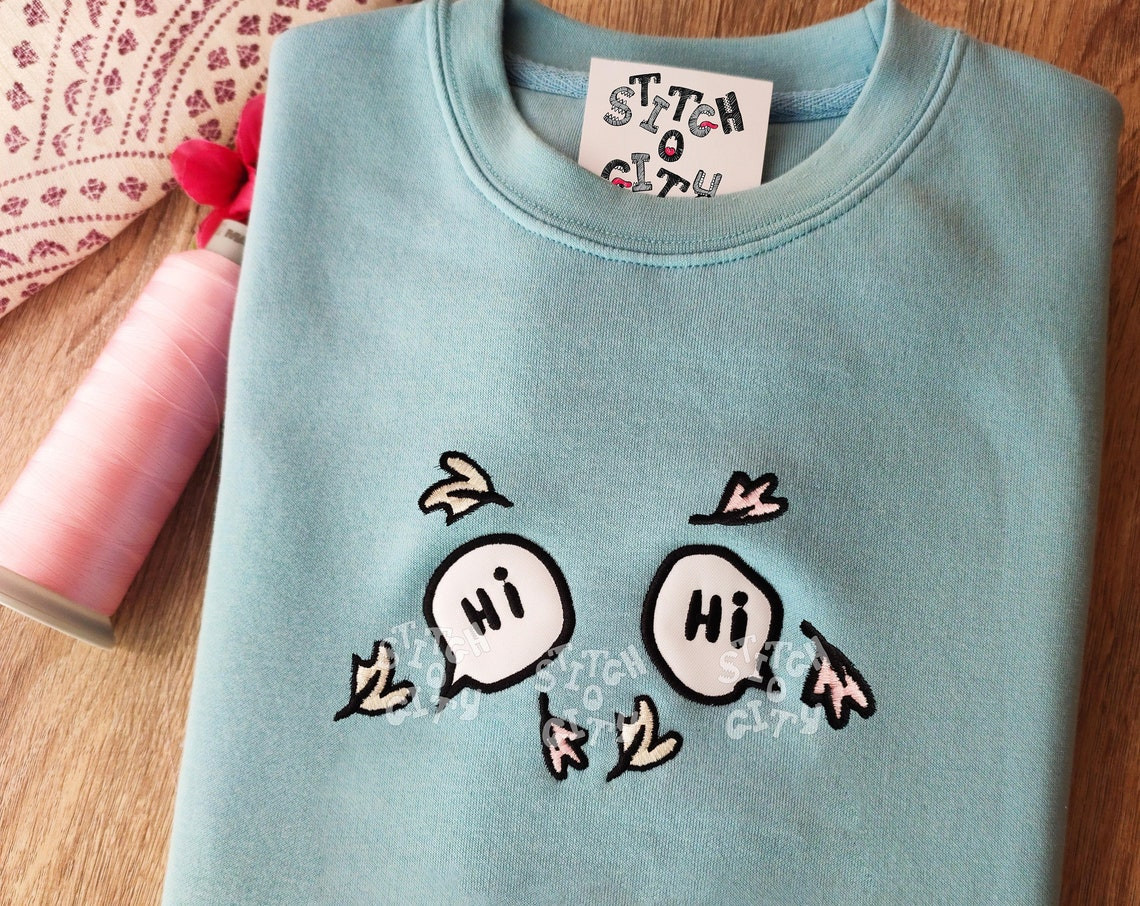 Embroidered Hi Hi Bubbles Chat Embroidere Sweatshirt Embroidered Hoodie